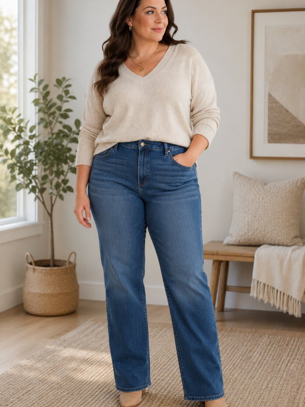 Lane Bryant Mid Rise Straight Jeans 26 Flex Magic Waistband Stretch Plus